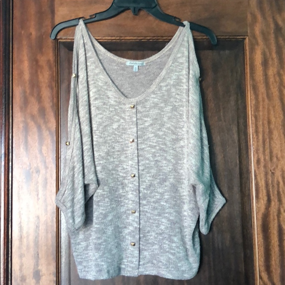 Cold shoulder sweater with studs